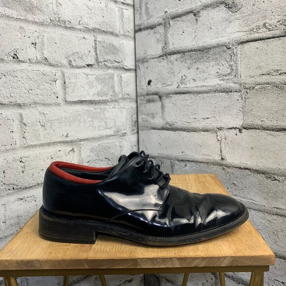 Gucci Vintage 90s Black Patent Leather Square Toe Derby Shoe - Picture 6 of 11